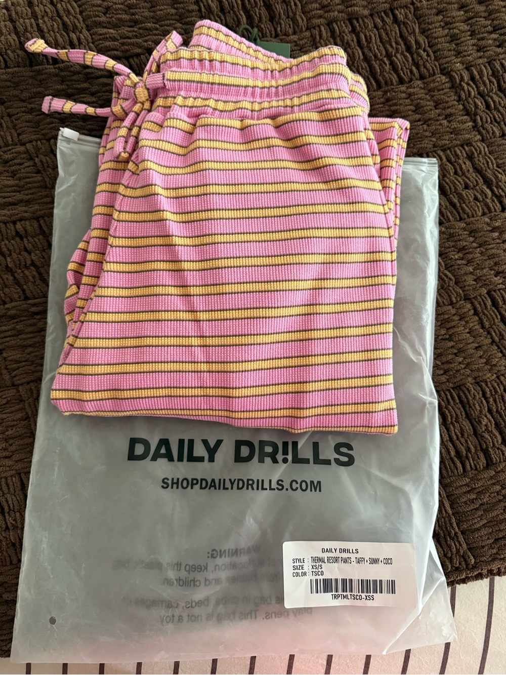Daily Drills womans Pink & Yellow Stripe Pajama Set